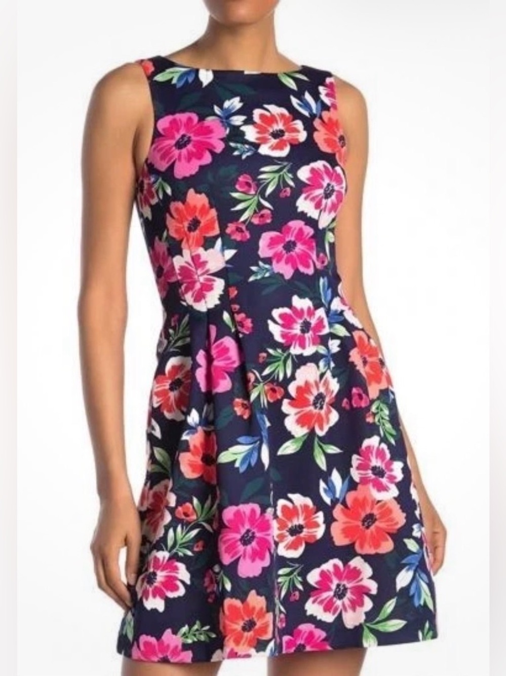 Vince Camuto Floral Sleeveless Scuba Fit & Flare Dress 2 NEW 3229